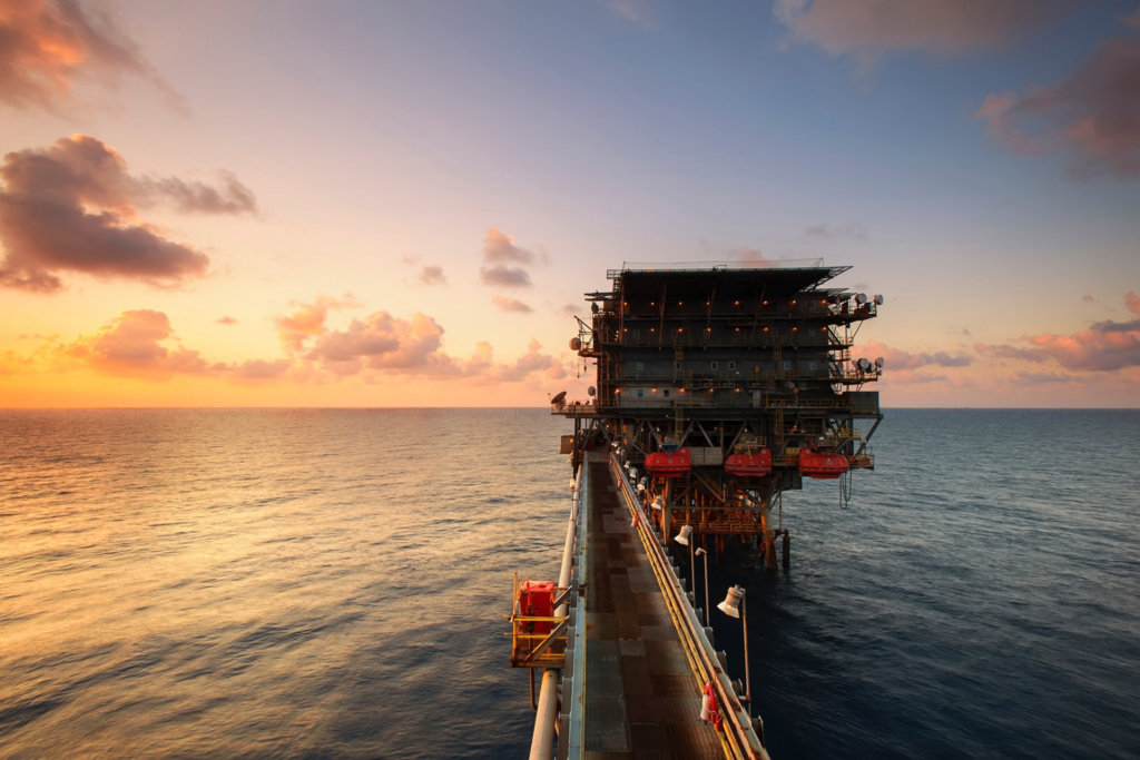 Oil rig in ocean